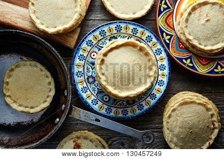 Sopes handmade mexican traditional food thick corn masa tortillas