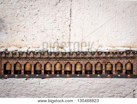 Prayer Wheels In Trongsa Dzong, Bhutan