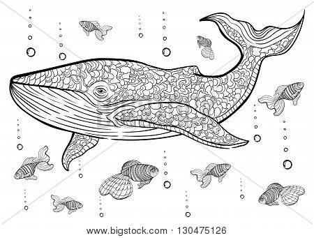Hand drawn ink pattern. Coloring book for adult.