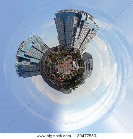 Building On Main Street In Central Jakarta