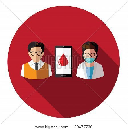 Modern flat people and doctor connecting with mobile