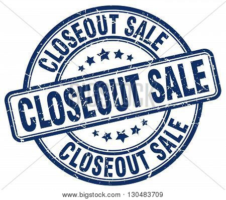 closeout sale blue grunge round vintage rubber stamp