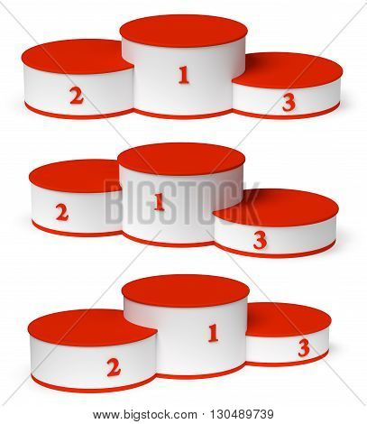 Round Winners Podium With Empty Red Places Set.