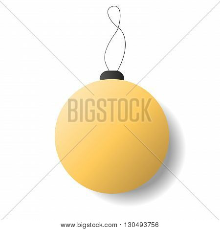 New Year vector  ball icon. 2016 new year in flat style. Golden xmas ball isolaed on white