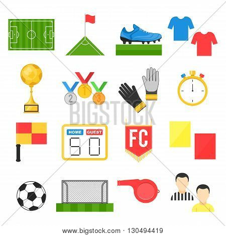 Football soccer sign set. Vector illustration flat style isolated icons on white background