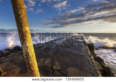 Jetty And Lighthouse In Saint-pierre, La Reunion Island