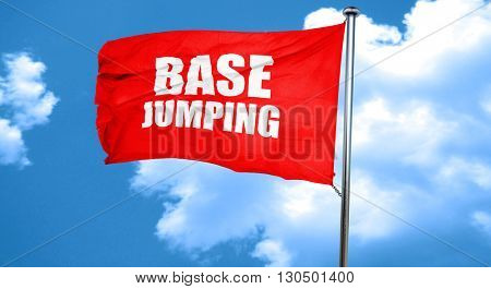 base jumping, 3D rendering, a red waving flag