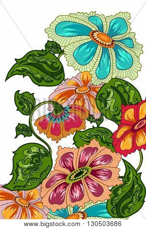 Decorated colorful flower background . Vector illustration
