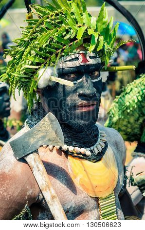 Man With Axe In Enga