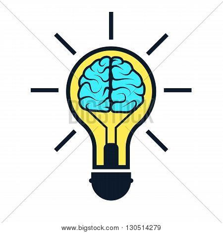 Brain in lamp. Creative concept ideas for presentation, booklet, website and other design projects. Vector illustration for your business.