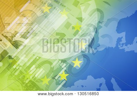 European Union Financial Conceptual Image. Euro Currency and EU Flag.