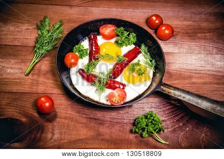Scrambled Eggs With Sausage Delicious Breakfast