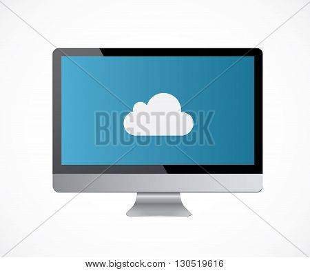 Blue color mac computer monitor with black frame