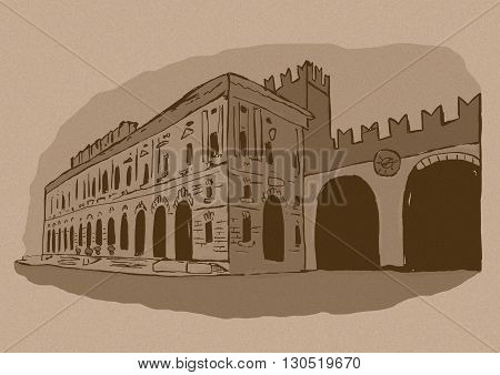 Gran Guardia Palace vintage image in Verona