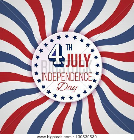 USA Independence Day background. Vector illustration with text stripes and stars for posters flyers decoration in colors of american flag. 4July national celebration.
