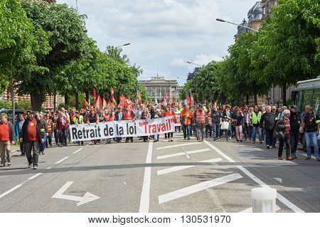 Avenue De La Liberte With Protestors