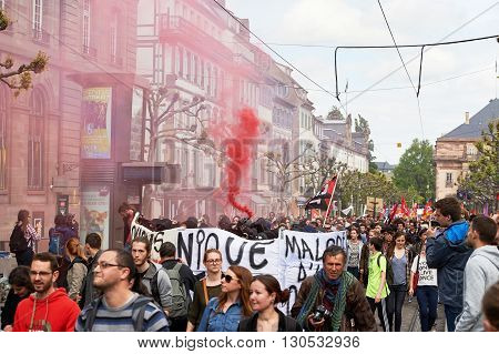 Smoke Grnades And Paint On Walls At Protest
