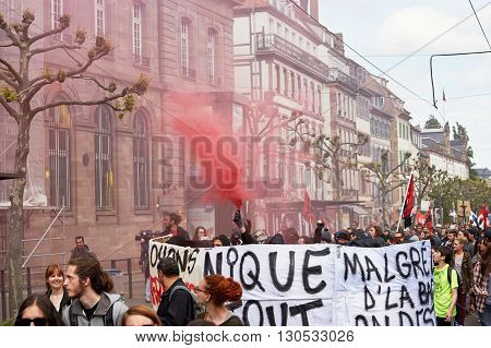 Smoke Grnades And Paint On Walls At Protest