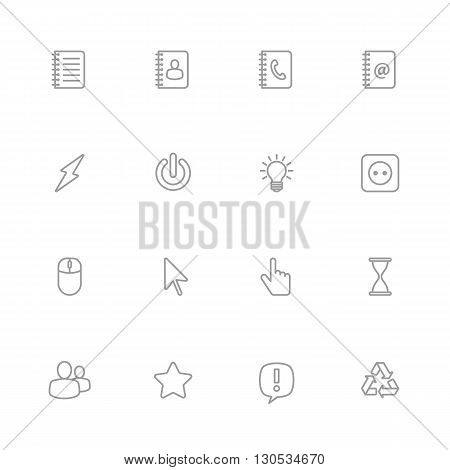 gray line web icon set for web design user interface (UI) infographic and mobile application (apps)
