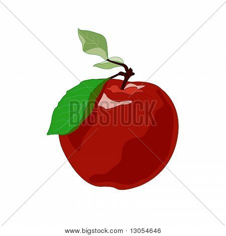 Mela rossa con foglia verde