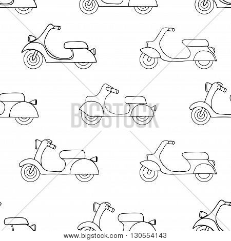Seamless texture with black scooters. Vector illustration