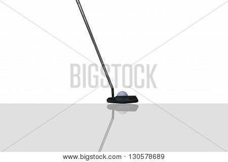 an isolated golf putter in a white background