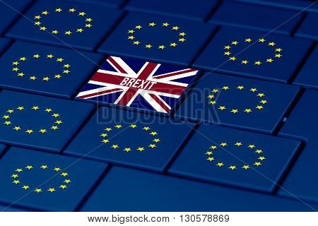 brexit and eu flag on a pc keyboard