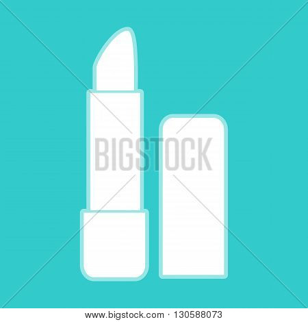 Pomade simple icon. White icon with whitish background on torquoise flat color.
