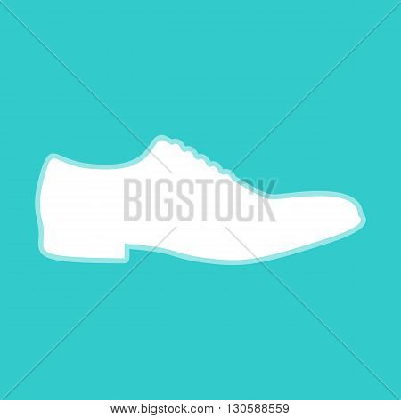 Men Shoes icon. White icon with whitish background on torquoise flat color.