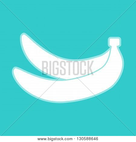 Banana simple icon. White icon with whitish background on torquoise flat color.