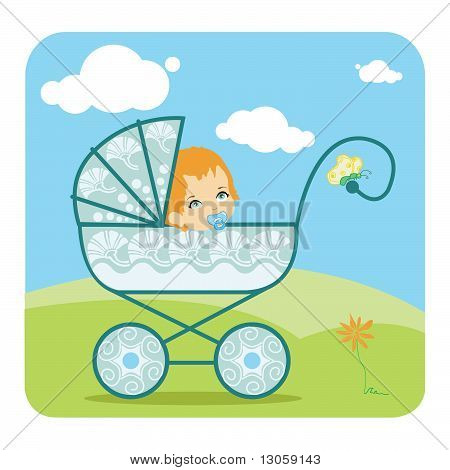 Baby boy in carrozza