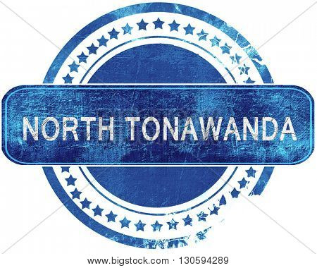 north tonawada grunge blue stamp. Isolated on white.