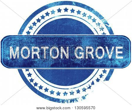 morton grove grunge blue stamp. Isolated on white.