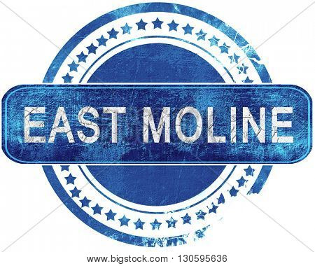 east moline grunge blue stamp. Isolated on white.