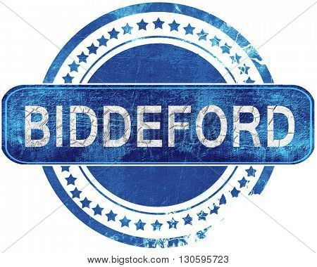biddeford grunge blue stamp. Isolated on white.