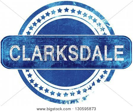 clarksdale grunge blue stamp. Isolated on white.