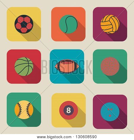 Collection of sport ball icon flat design vector illustration