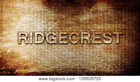 ridgecrest, 3D rendering, text on a metal background