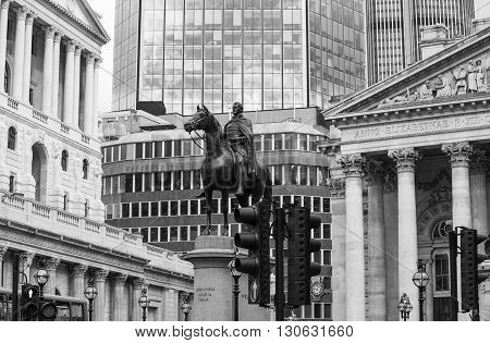 LONDON, UK - OCTOBER 14, 2015. Bank of England, view from the square