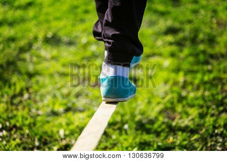 Slacklining is a practice in balance