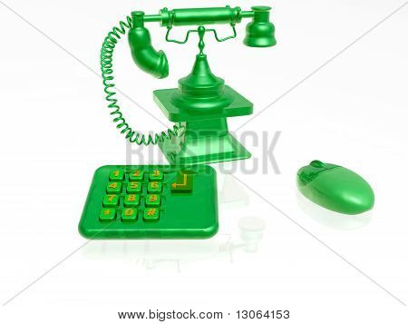 Retro telefon, fare ve klavye