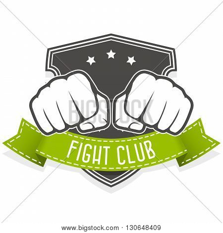 Fight club emblem with two fists and banner