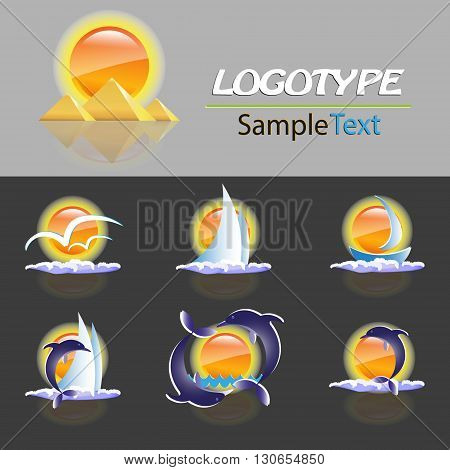 vector set of various logo, symbols, emblems on the theme of travel, business firms