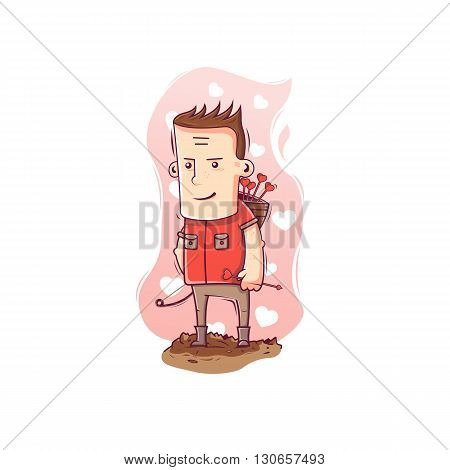 The illustration is simple and graphic. Lovely character. Cupid illustration. Love art.
