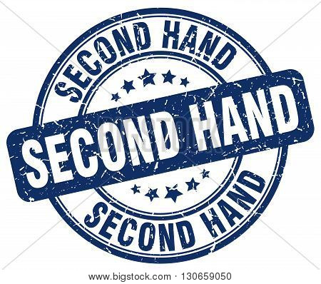 second hand blue grunge round vintage rubber stamp