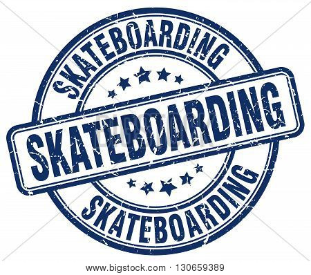 skateboarding blue grunge round vintage rubber stamp