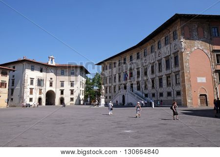 PISA, ITALY - JUNE 06, 2015: PISA, ITALY - JUNE 06, 2015: The Knights Square (Italian: Piazza dei Cavalieri) is a landmark in Pisa, Italy, on June 06, 2015
