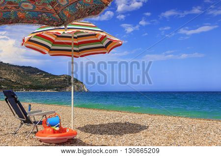 SUMMER.Gargano coast: Piana di Mattinata  beach .MATTINATA  (Apulia), - ITALY-