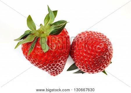 close of fresh strawberry on white background