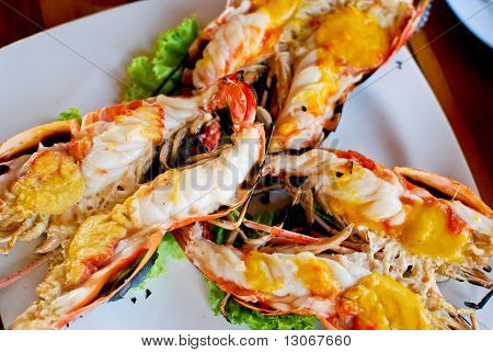 Gegrillte Garnelen Closeup